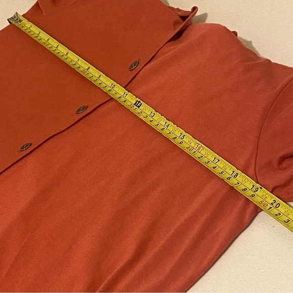 Soft Surroundings Top Womens Size M Orange/Rust  Asymmetric V-Neck Buttons - Picture 11 of 12